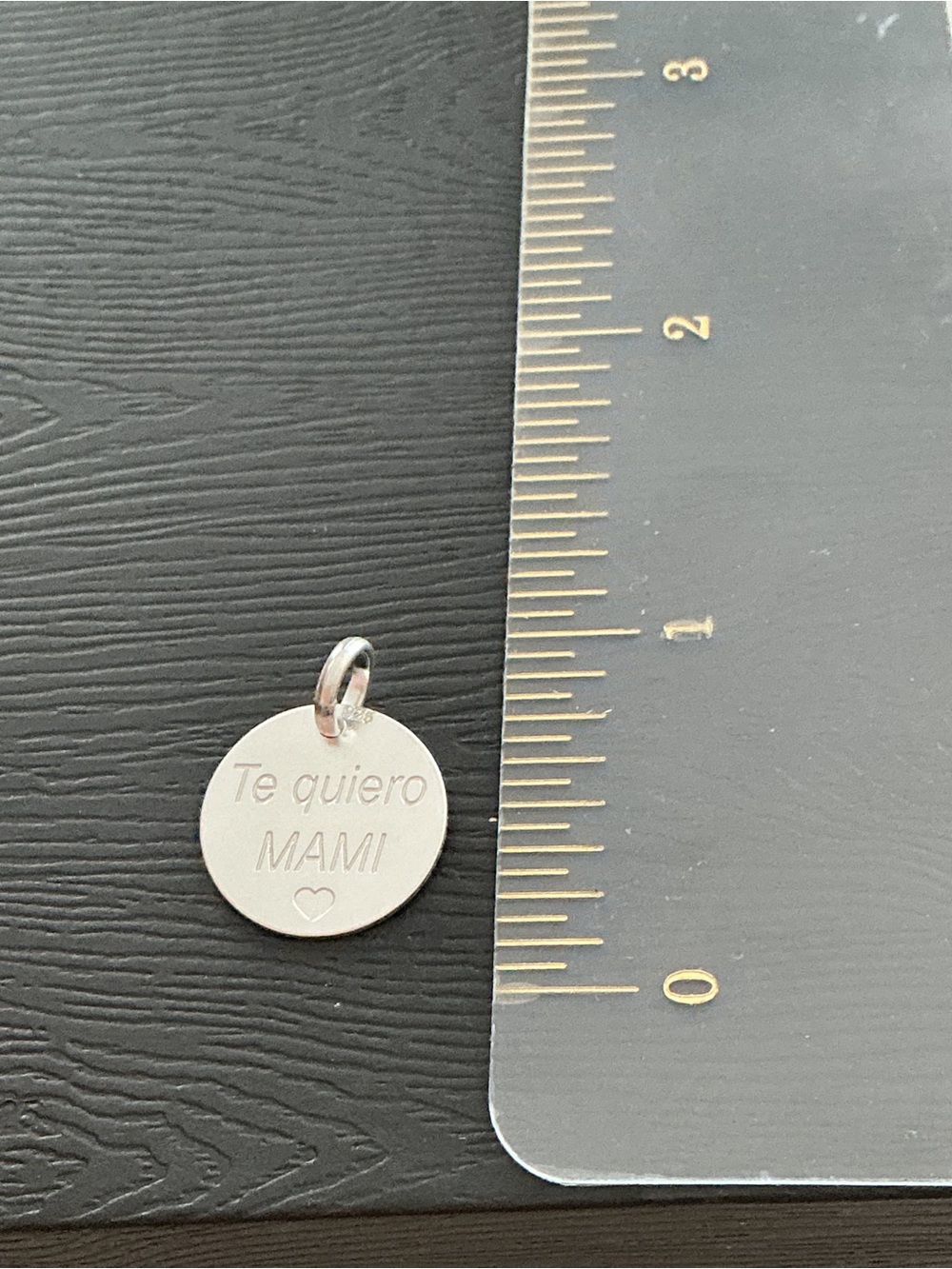 NEW 925 Peruvian Sterling Silver "Te quiero MAMI" Heart Round Pendant 0.6"